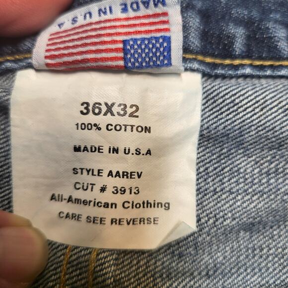 All American Clothing Jeans Mens 35x32 Made USA AAREV 3913 Denim Relaxed Fit - Picture 3 of 8